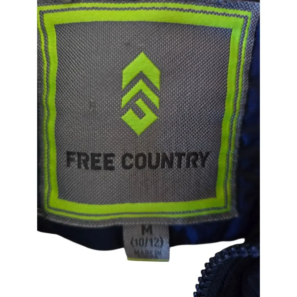 Free Country Fleece Lined Puffer Zip Up Hooded Jacket Boys Size 10-12